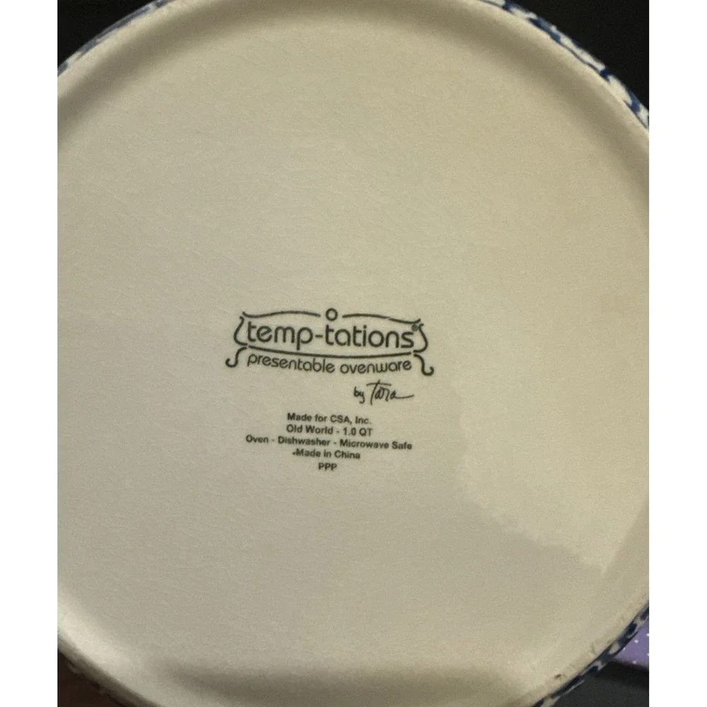 Temptations Old‎ World Blue Round Baking Casserole 1 And 2 Quart Set 2 Wire Rack